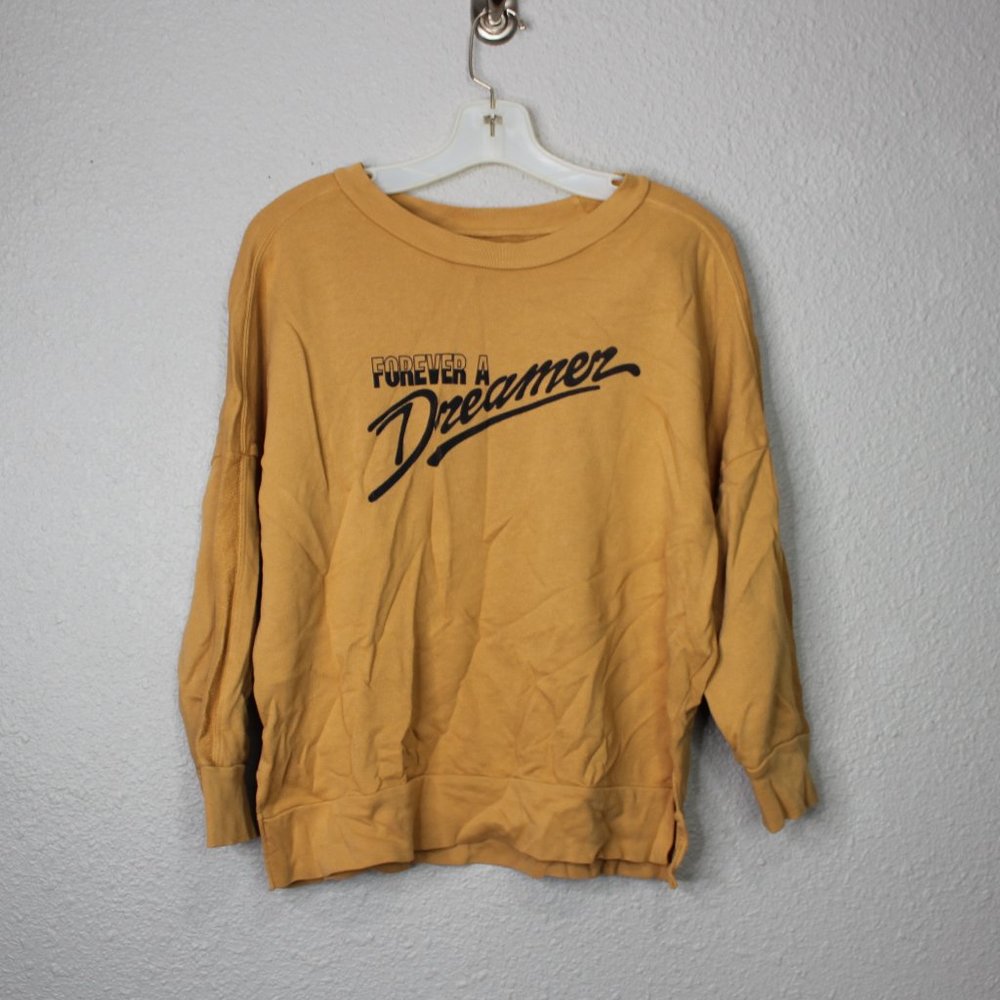 Mate Forever a Dreamer Mustard Yellow Crewneck Sweatshirt sz M